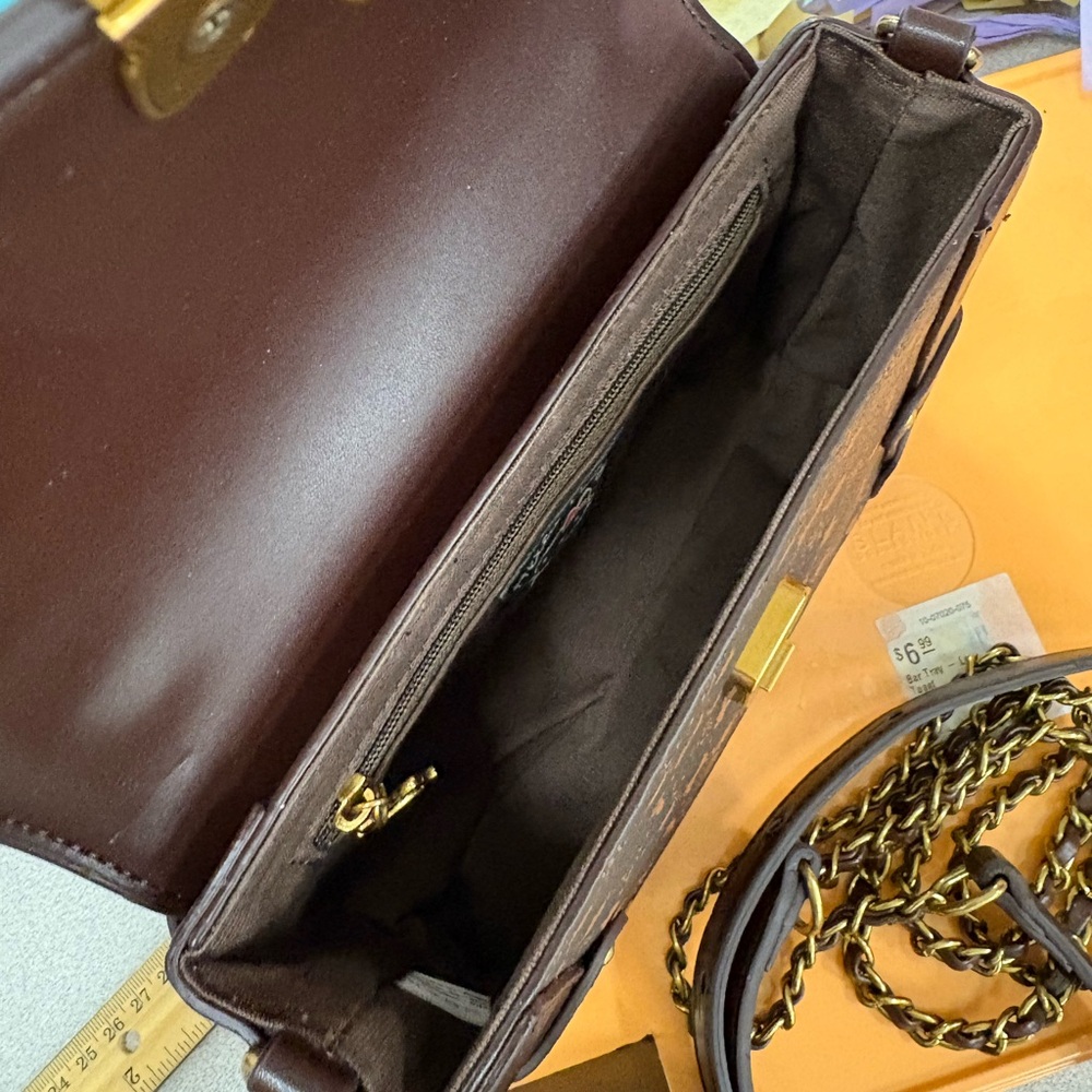 Hello Kitty Brown Monogram Crossbody Satchel with Gold Accent Hardware - Picture 4 of 9